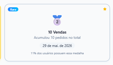 Medalha de 10 vendas conquistada pela operação de Jessica Britto no Mercado Livre