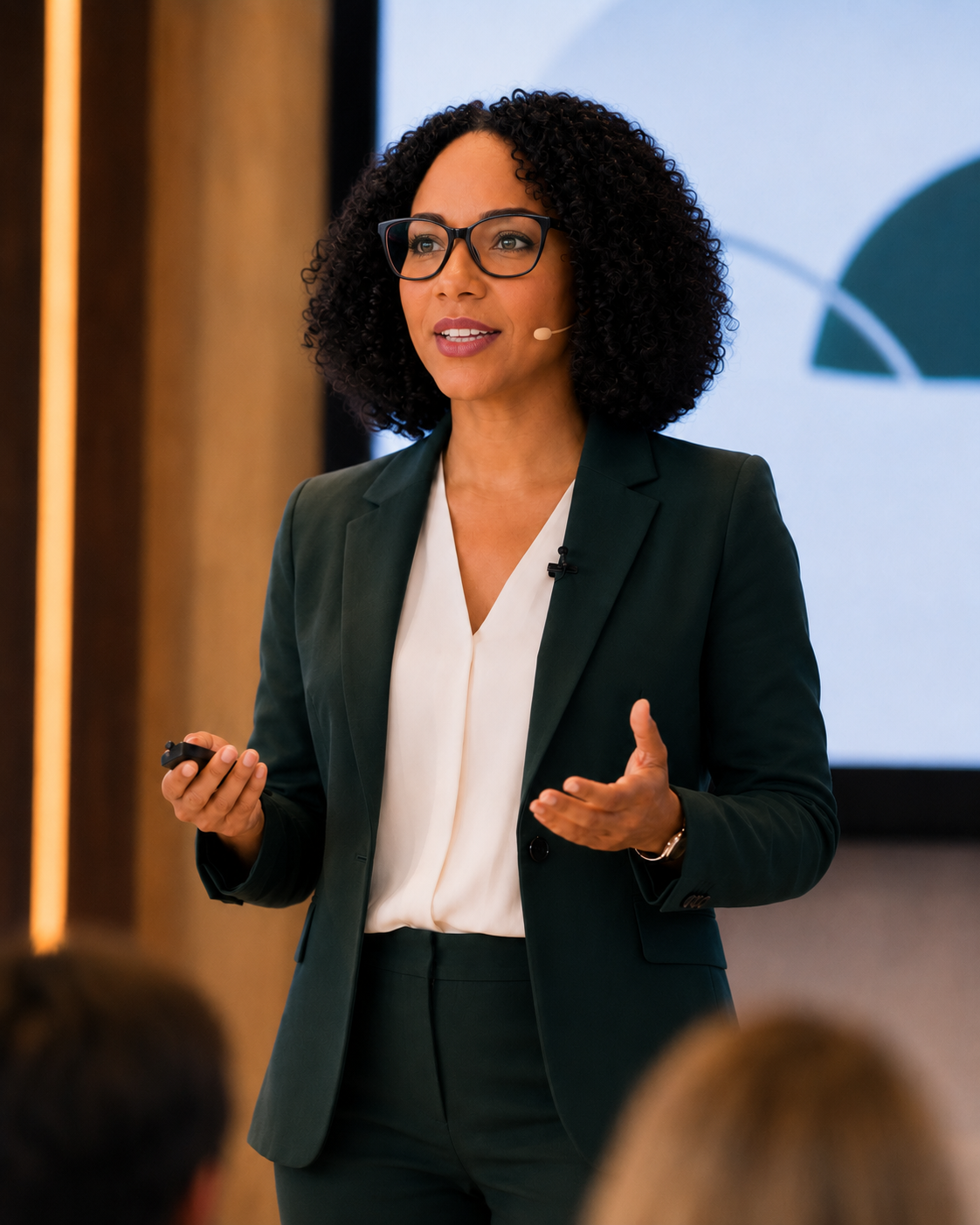 Jessica Britto apresentando uma palestra sobre estratégia em marketplaces